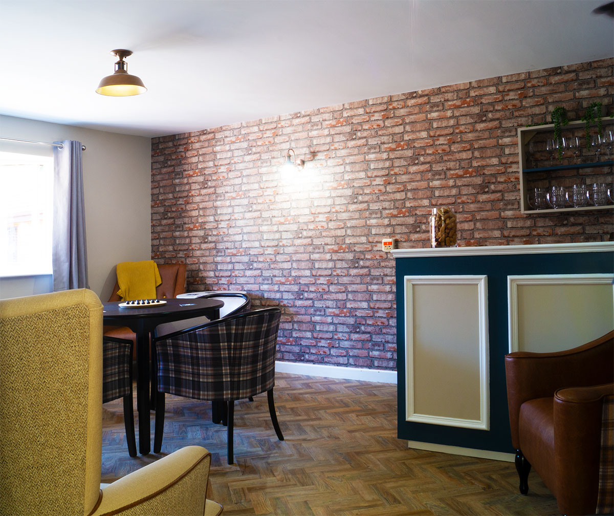The residents’ pub with its bar and seating